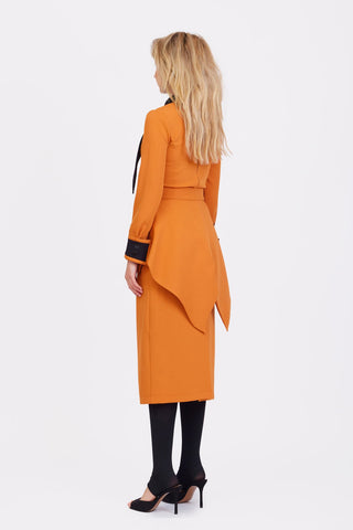 Evening Peplum Belted Dress Orange - Two-Piece Set - Julia Allert