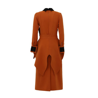 Evening Peplum Belted Dress Orange - Two-Piece Set