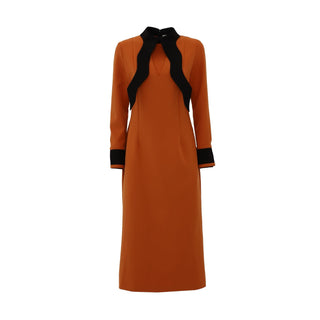 Evening Peplum Belted Dress Orange - Two-Piece Set