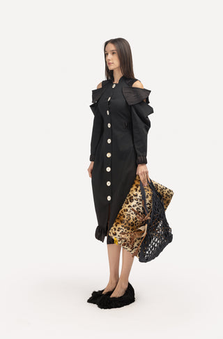 Handcrafted Knitted Tote Bag – Navy Blue