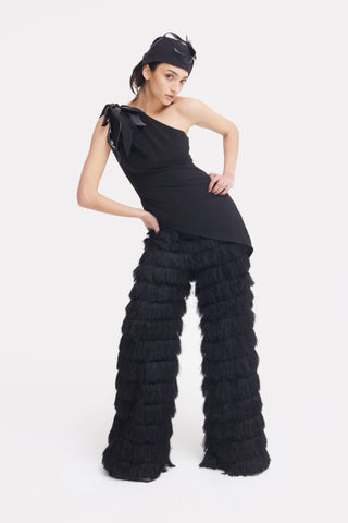 Evening Statement Fringe Palazzo Pants – Black - Julia Allert