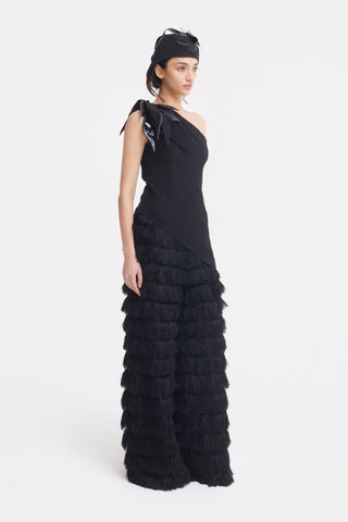 Evening Statement Fringe Palazzo Pants – Black - Julia Allert