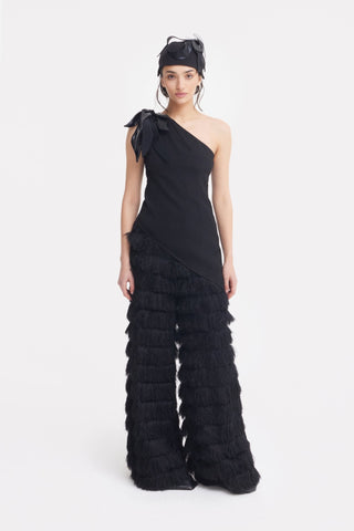 Evening Statement Fringe Palazzo Pants – Black - Julia Allert