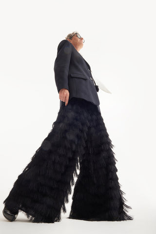 Evening Statement Fringe Palazzo Pants – Black