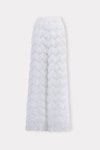 Evening Statement Fringe Palazzo Pants – White - Julia Allert
