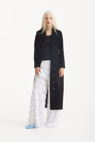 Evening Statement Fringe Palazzo Pants – White