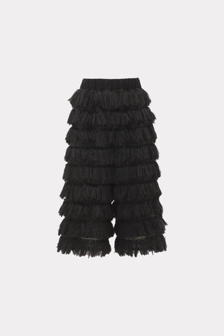 Evening Textured Fringe Bermuda Shorts - Black - Julia Allert