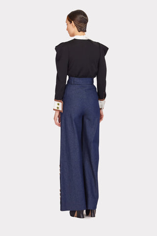 Fashion Asymmetrical Collar Blouse Black - Julia Allert