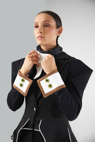 Fashion Asymmetrical Collar Blouse Black - Julia Allert
