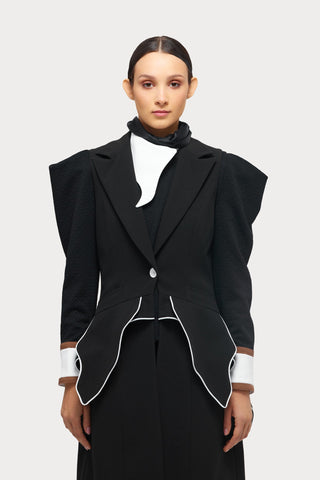 Fashion Asymmetrical Collar Blouse Black - Julia Allert