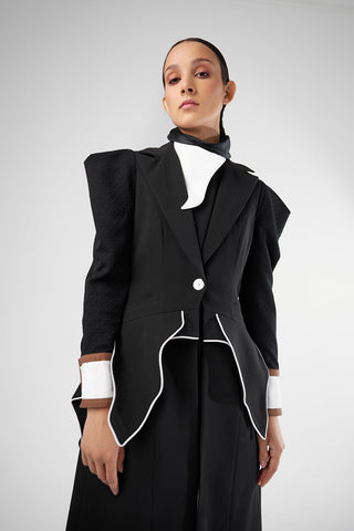 Fashion Asymmetrical Collar Blouse Black - Julia Allert