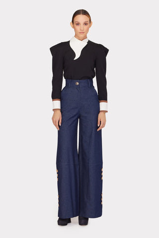 Fashion Asymmetrical Collar Blouse Black - Julia Allert