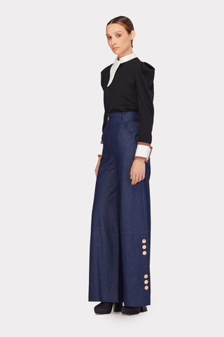 Fashion Asymmetrical Collar Blouse Black - Julia Allert