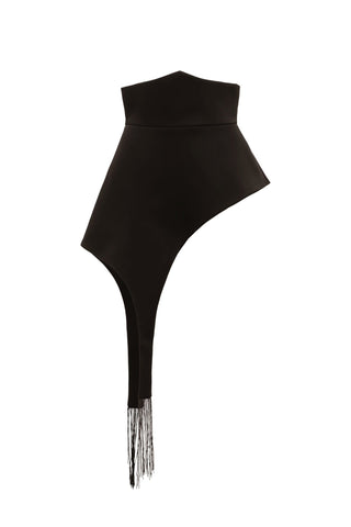 Fashion Cold-Shoulder Midi Dress With Asymmetrical Belt Black - Julia Allert