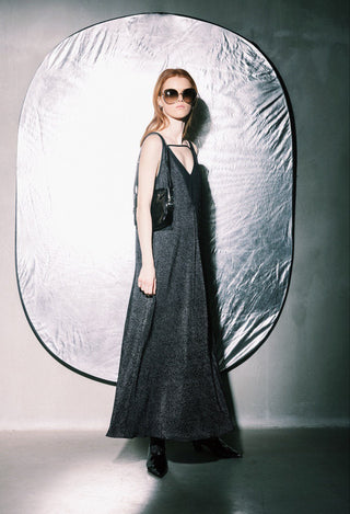 Fashion Evening Double Dress Metallic Black - Julia Allert