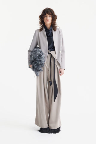 Fashion Forward Wide-Leg Pants & Contrast Belt - Beige - Julia Allert