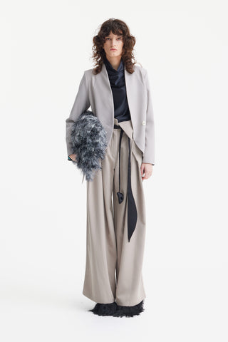 Textured Fringe Envelope Clutch Bag - Grey