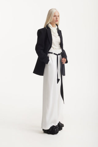 Fashion Forward Wide-Leg Pants & Contrast Belt - Ivory - Julia Allert