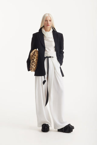 Fashion Forward Wide-Leg Pants & Contrast Belt - Ivory - Julia Allert