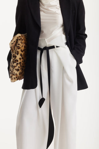 Fashion Forward Wide-Leg Pants & Contrast Belt - Ivory - Julia Allert