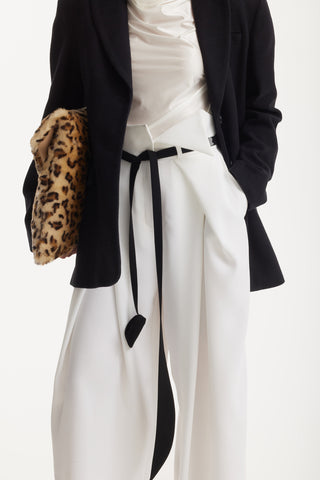 Fashion Forward Wide-Leg Pants & Contrast Belt - Ivory