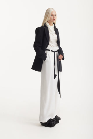 Fashion Forward Wide-Leg Pants & Contrast Belt - Ivory