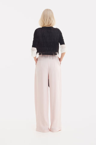 Fashion Forward Wide-Leg Pants & Contrast Belt - Pale Pink - Julia Allert