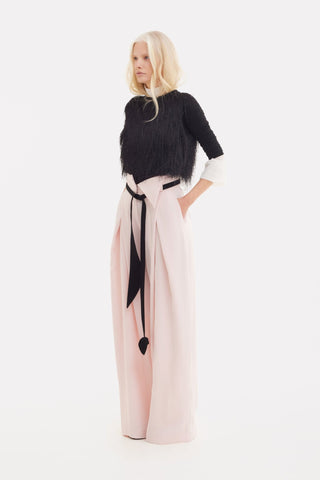 Fashion Forward Wide-Leg Pants & Contrast Belt - Pale Pink - Julia Allert