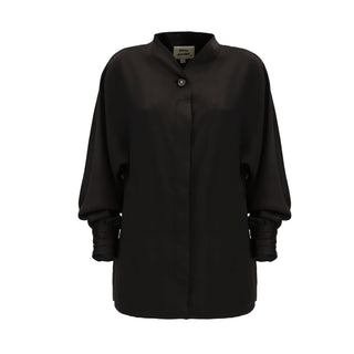 Fashion Minimalist Long Sleeve Shirt Satin Black