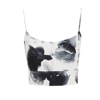 Fashion Printed Crop Cami Top White