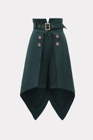Dark Green Fashion Shorts With Skirt Overlay
