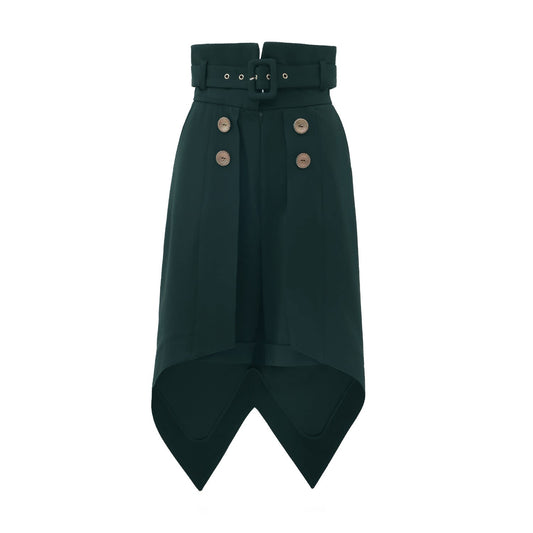 Fashion Shorts With Skirt Overlay Dark Green