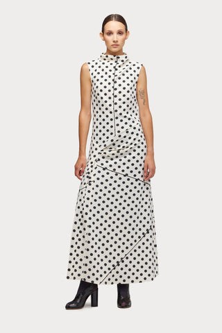 Fashion Textured Knit Long Dress Polka Dot