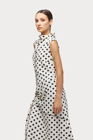 Fashion Textured Knit Long Dress Polka Dot