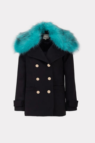 Fashionable Short Faux Fur Collar Coat