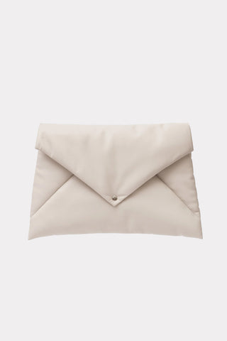 Faux Leather Envelope Clutch Bag Beige
