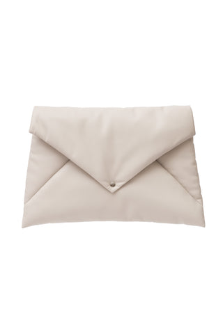 Faux Leather Envelope Clutch Bag Beige