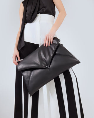 Faux Leather Envelope Clutch Bag Black - Julia Allert