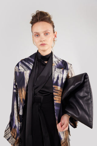 Faux Leather Envelope Clutch Bag Black - Julia Allert