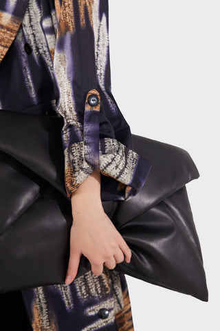 Faux Leather Envelope Clutch Bag Black