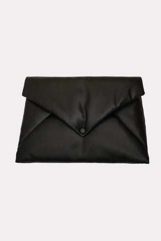 Faux Leather Envelope Clutch Bag Black