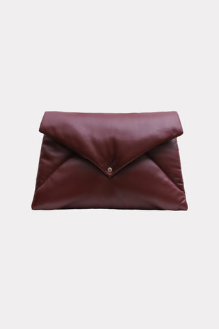 Faux Leather Envelope Clutch Bag Burgundy