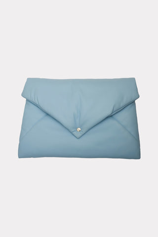 Faux Leather Envelope Clutch Bag Light Blue