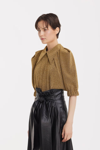 Faux Leather High-Waisted A-Line Skirt With Belt Black - Julia Allert