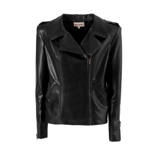 Faux Leather Jacket With Shoulder Pads Black