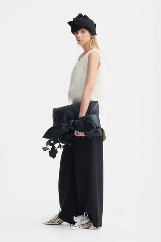 Faux Leather Padded Bow Clutch – Black - Julia Allert