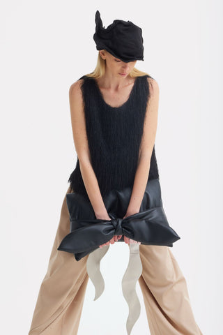 Faux Leather Padded Bow Clutch – Black - Julia Allert