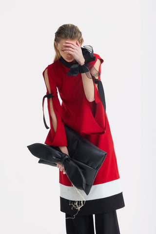 Faux Leather Padded Bow Clutch – Black - Julia Allert