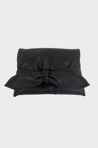 Faux Leather Padded Bow Clutch – Black - Julia Allert