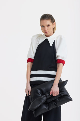 Faux Leather Padded Bow Clutch – Black - Julia Allert